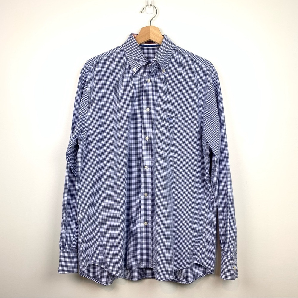 Paul Shark Yachting Shirt Mens Sz 42 Blue Gingham Check Plaid Button Up Nautical